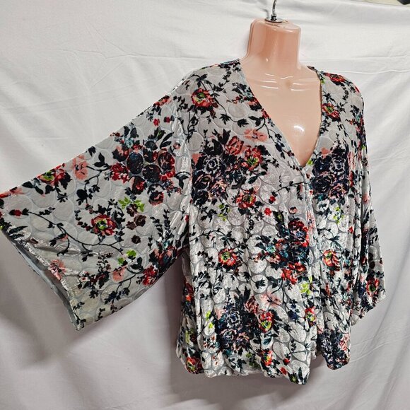 Anthropologie Maeve Umi Burnout Wrap Top Blouse Women Size L Floral - Picture 8 of 16
